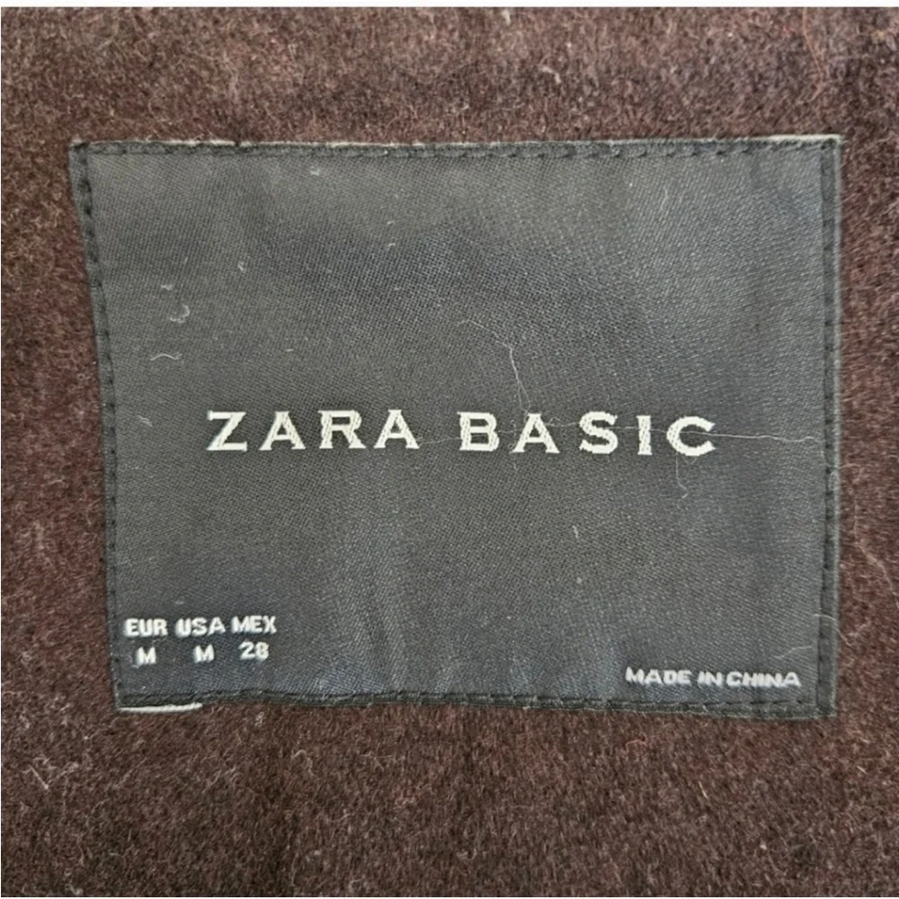 Zara coat size Medium dark chocolate brown wool blend trench belted - Picture 13 of 16